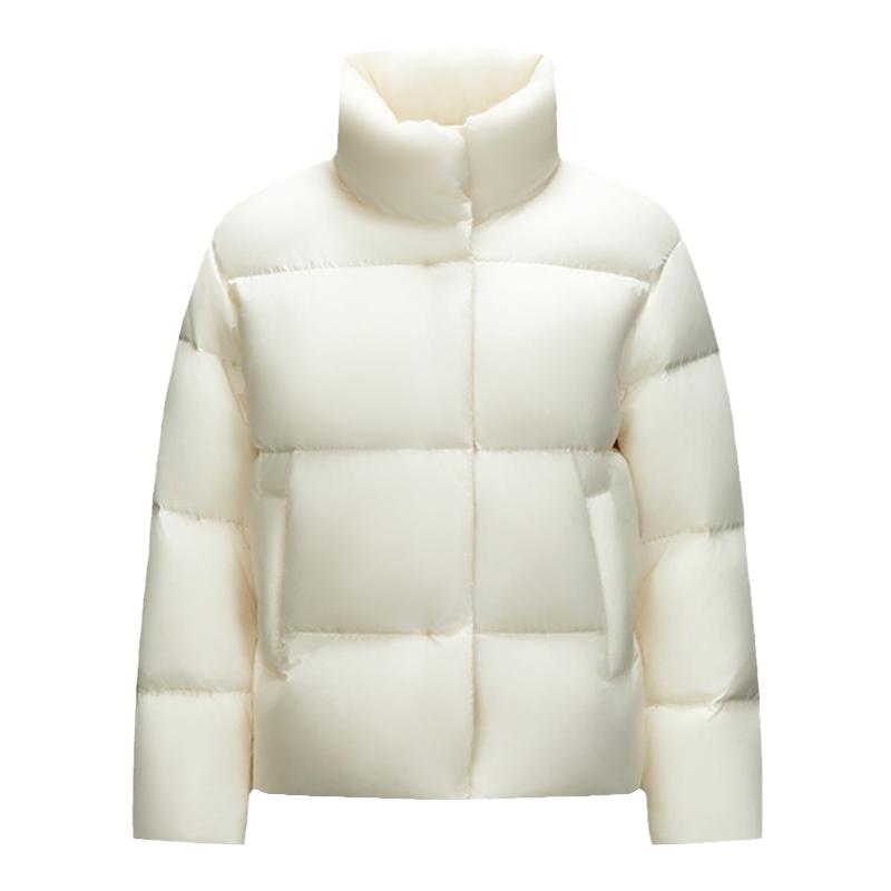 森马鹅绒羽绒服女冬季新款2024A字显瘦三防纯色立领百搭外套保暖