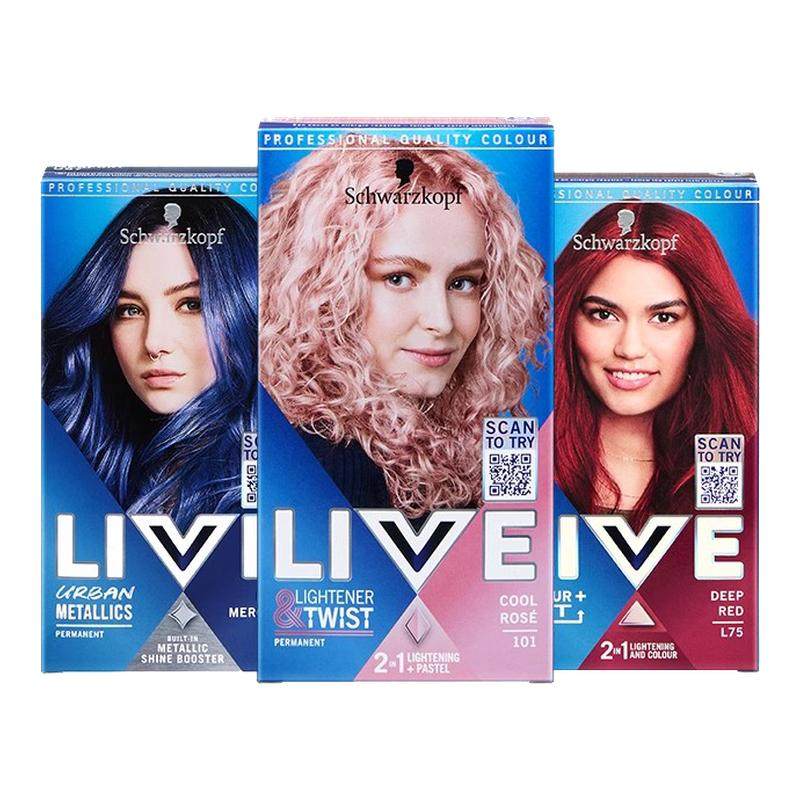 施华蔻LIVE染发膏染发剂101薄藤粉l75水晶蓝树莓红灰蓝色官方正品,美发护发/假发,彩染,淘宝优惠券,粉丝福利购,淘宝优惠卷
