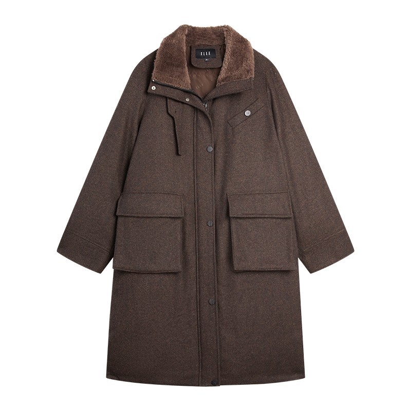 【旷野风眠】ELLE90鸭绒复古毛呢羽绒服女2025冬新款保暖长款外套,女装/女士精品,羽绒服,淘宝优惠券,粉丝福利购,淘宝优惠卷