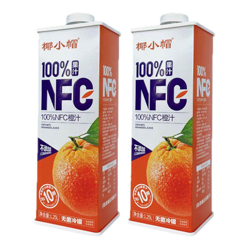 椰小帽NFC非浓缩还原果汁1.25L*2瓶100%果汁饮料维c无添加礼盒