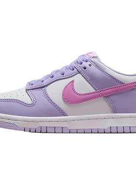 耐克童鞋DUNK 白紫色复古板鞋低帮运动鞋男女童陆冲鞋HQ1185-161