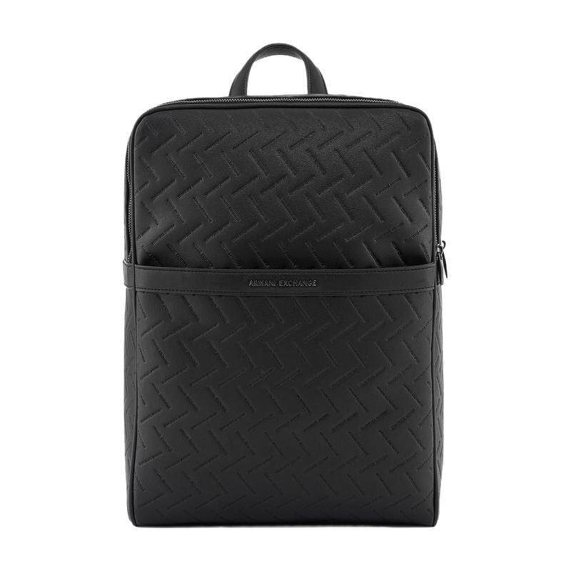 ARMANI EXCHANGE/阿玛尼春夏新款男拉链长方形手提通体压花双肩包