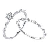 MODIAN摩典莫桑钻S925纯银精致小巧闪钻戒指女ins百搭叠戴风指环