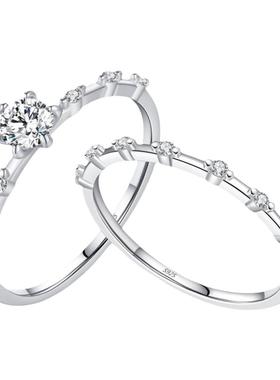 MODIAN摩典莫桑钻S925纯银精致小巧闪钻戒指女ins百搭叠戴风指环