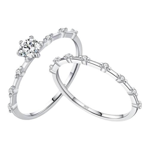 摩典莫桑钻s925纯银精致百搭戒指