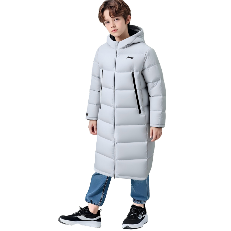 李宁儿童男大童长款连帽羽绒服
