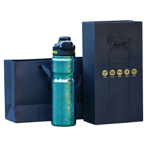 纯钛双层真空保温保冷运动水壶