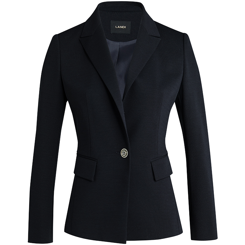 LANDI暗夜黑戗驳领西服外套