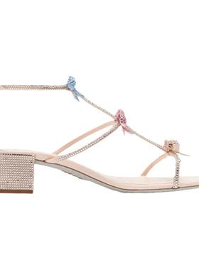 【礼物】RENE CAOVILLA CATERINA系列水钻蝴蝶结女士高跟凉鞋