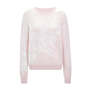 女春装 2026新款 PLUS毛织温柔立体浮雕圆领亲肤针织套头衫 FIVE