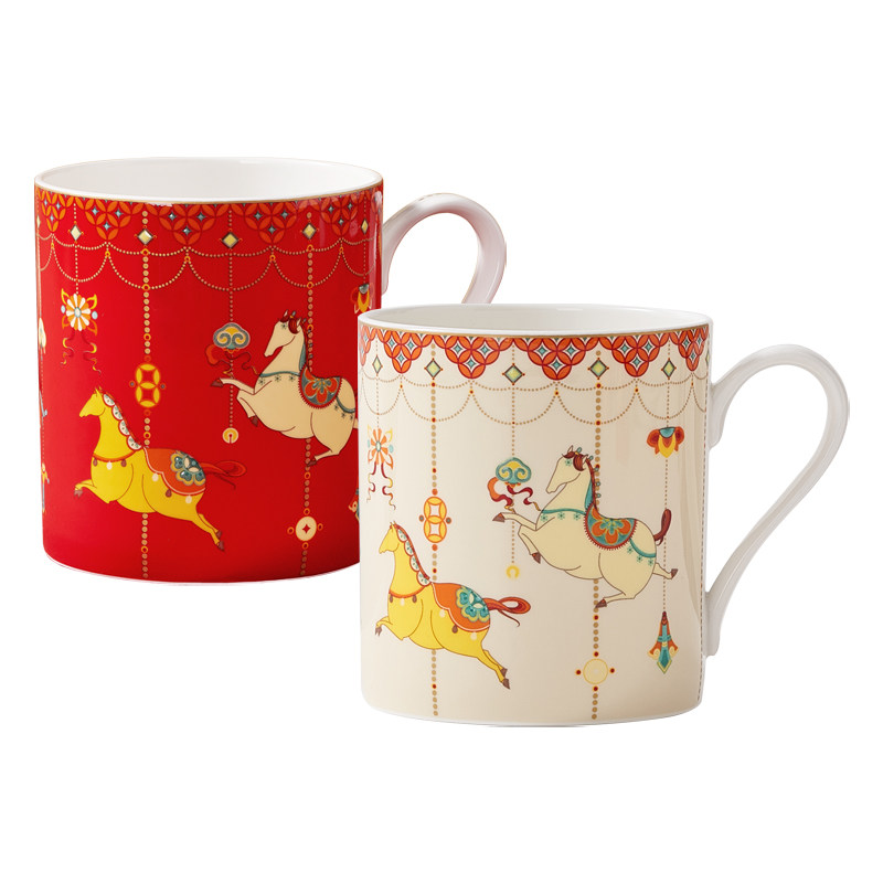 华光国瓷马年文创生肖福礼骨瓷水杯马克杯茶杯中式新年伴手礼韶华