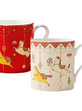 华光国瓷马年文创生肖福礼骨瓷水杯马克杯茶杯中式新年伴手礼韶华