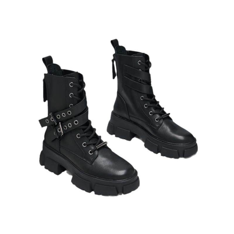 潮酷机车风厚底马丁靴短靴