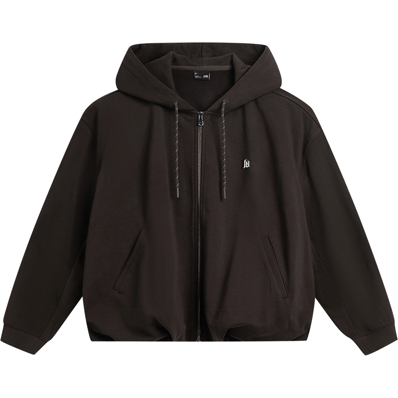 李宁网球卫衣女款2025秋冬新款宽松帽衫开衫连帽针织外套运动服女