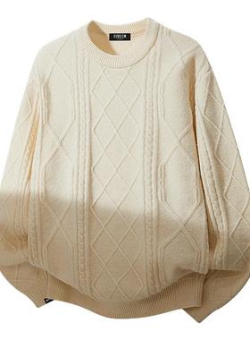 it :5cm/FIVECM潮流红色圆领长袖针织毛衣男士2025秋冬款宽松上衣