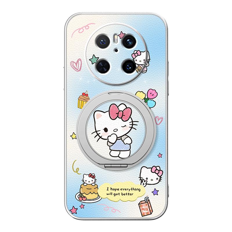 适用华为mate70pro手机壳女款mate60pro+小羊皮全包新款mate50旋转支架mt40防摔60por硅胶mate30卡通可爱KD猫