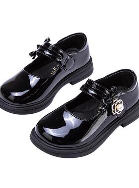 富罗迷公主鞋女童皮鞋秋季新款洋气小女孩宝宝单鞋软底黑色演出鞋