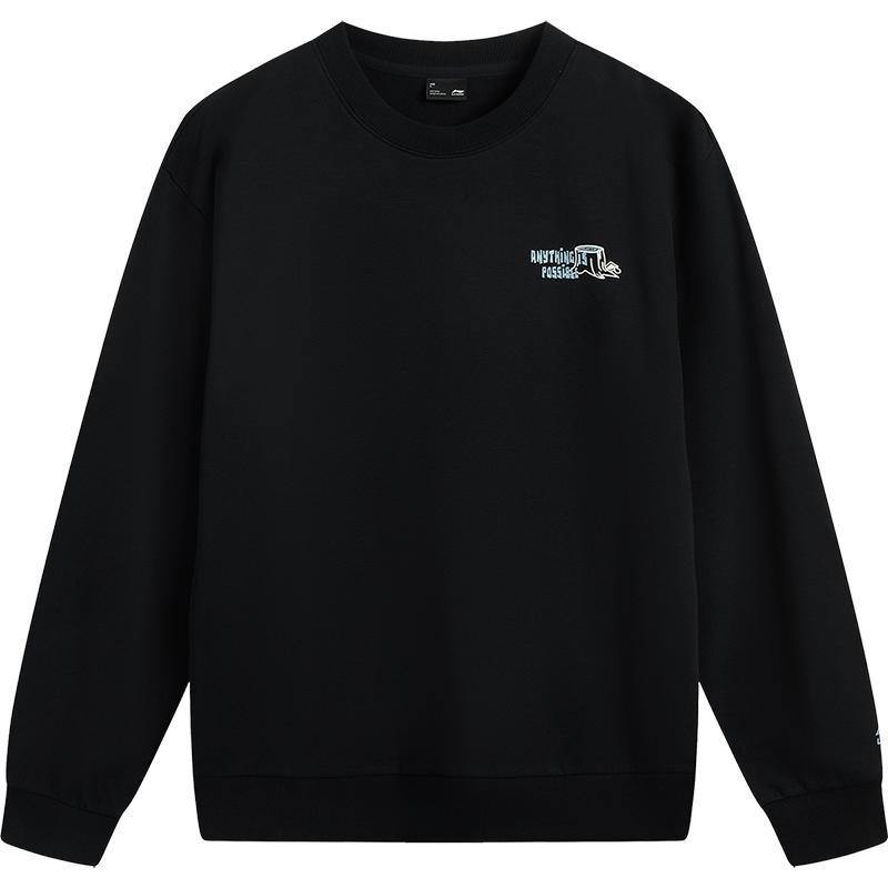 李宁卫衣女士春秋2025新款情侣套头衫圆领长袖上衣毛圈运动服男士