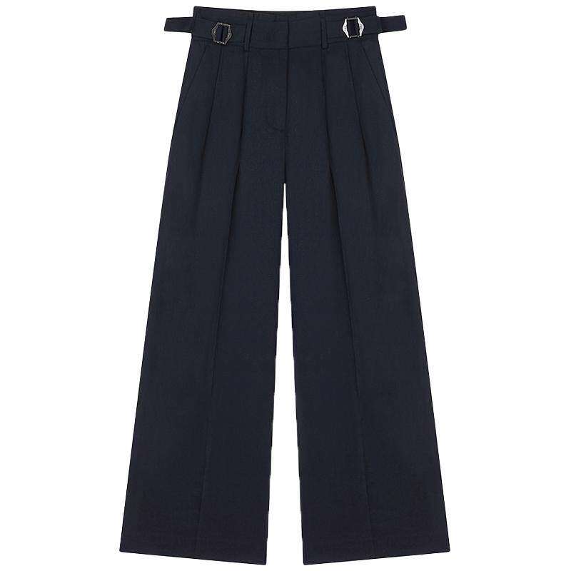 【亚麻混纺】TeenieWeenie小熊奥莱秋季简约高腰休闲直筒裤长裤女