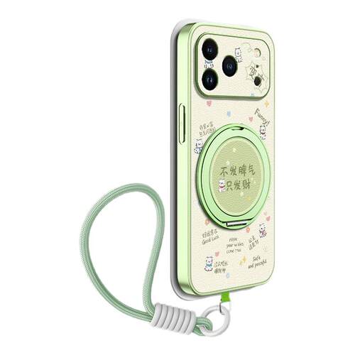 适用苹果17手机壳iphone16ProMax/苹果15/14新款13磁吸支架xs挂绳11/12女款16plus卡通文字小羊皮air只发财夏