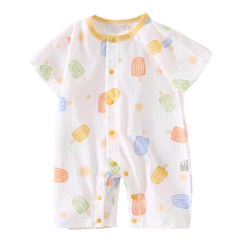 贝贝怡婴儿幼儿连体衣纯棉短袖夏季薄款新生儿宝宝衣服哈衣爬爬服