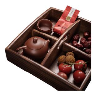 日式家用南美胡桃实木坚果零食收纳盒客厅酒店分格干果盒瓜子糖盒