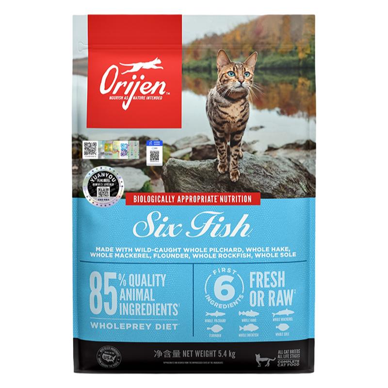 【百】Orijen渴望进口六种鱼肉鲜肉美毛亮肤成幼猫全价猫粮5.4kg
