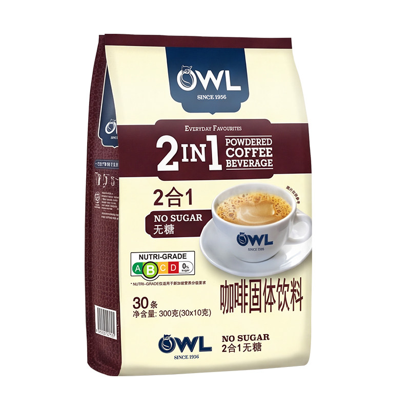 owl猫头鹰原装进口二合一速溶咖啡无蔗糖添加拿铁奶香30杯正品