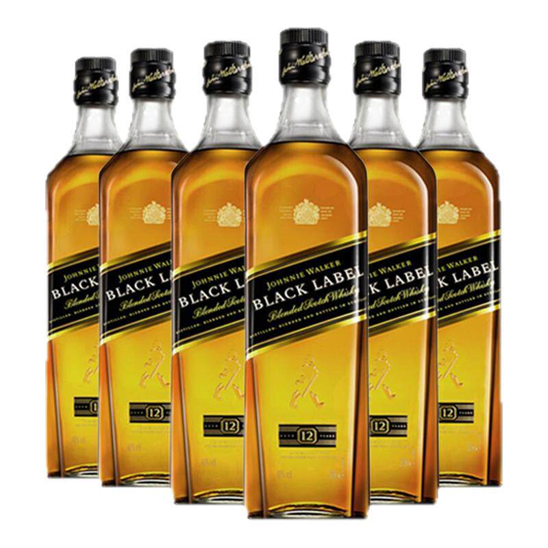 Johnnie Walker尊尼获加12年黑方黑牌700ml6瓶苏格兰调和型威士忌
