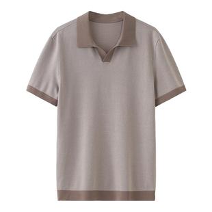 男2025夏季 POLO衫 丝棉混纺 休闲短tQ5XTX509 利郎青年商务短袖