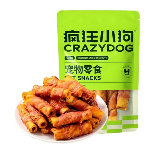 疯狂小狗狗磨牙棒牛皮夹心卷幼犬小型犬泰迪柯基宠物零食洁齿骨头