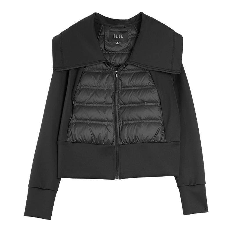 ELLE90白鸭绒黑色轻薄短款羽绒服女2025冬季新款保暖休闲通