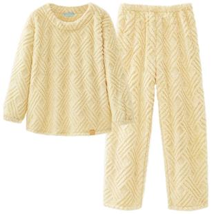 幸棉睡衣女款冬季加绒加厚珊瑚绒保暖情侣可外穿男家居服两件套装