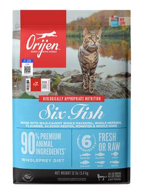 【超】Orijen渴望无谷成猫幼猫通用六种鱼美毛营养猫粮5.4kg