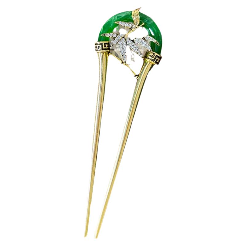 古风竹叶发簪新中式盘发U型簪子