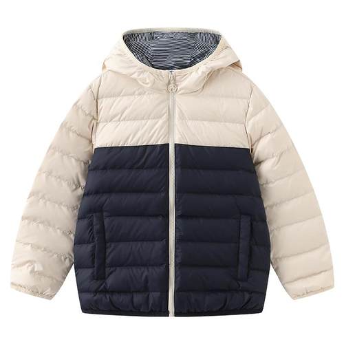 petitbateau儿童连帽拼接羽绒服