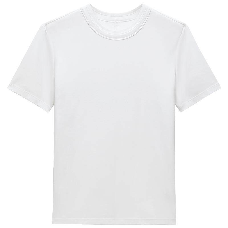 OCHIRLY欧时力 丝光精梳棉圆领短袖t恤上衣白色内搭春装