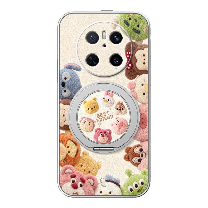 适用华为mate70pro手机壳女款mate60pro+小羊皮全包新款mate50旋转支架mt40防摔60por硅胶mate30卡通毛绒萌宠