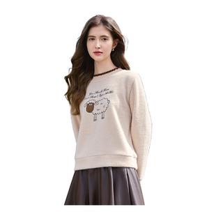 betu百图可爱小羊绣花卫衣女套头2025年冬季新款短款上衣小个子