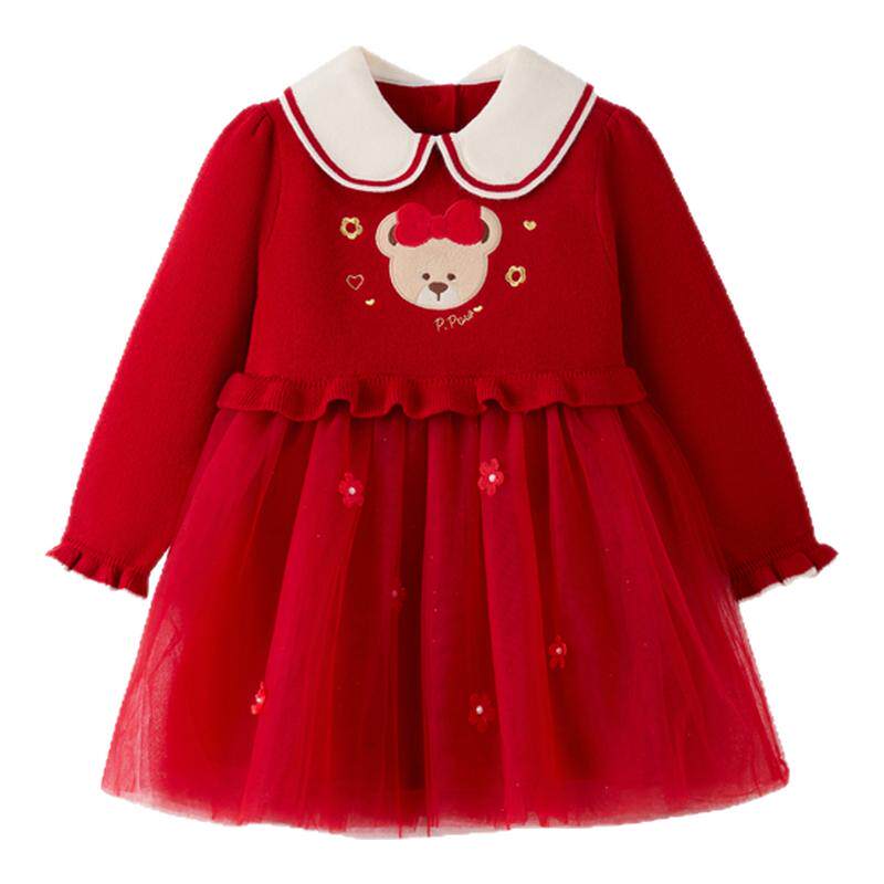 【新年】PawinPaw卡通小熊童装26年新款女宝宝毛织连衣裙宽松,童装/婴儿装/亲子装,连衣裙,淘宝优惠券,粉丝福利购,淘宝优惠卷