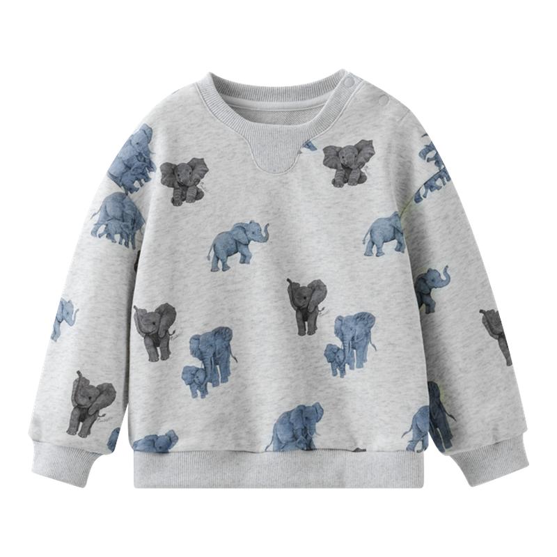 嫚熙童装2025新款男童纯棉婴儿圆领卫衣儿童秋冬男宝小童保暖上衣