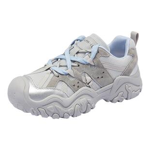 轻量化防滑运动鞋 户外登山鞋 子 女2026春新款 达芙妮蓝色厚底老爹鞋