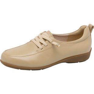 沙驰女鞋春季休闲乐福鞋女2026新款一脚蹬懒人鞋牛皮厚底深口单鞋