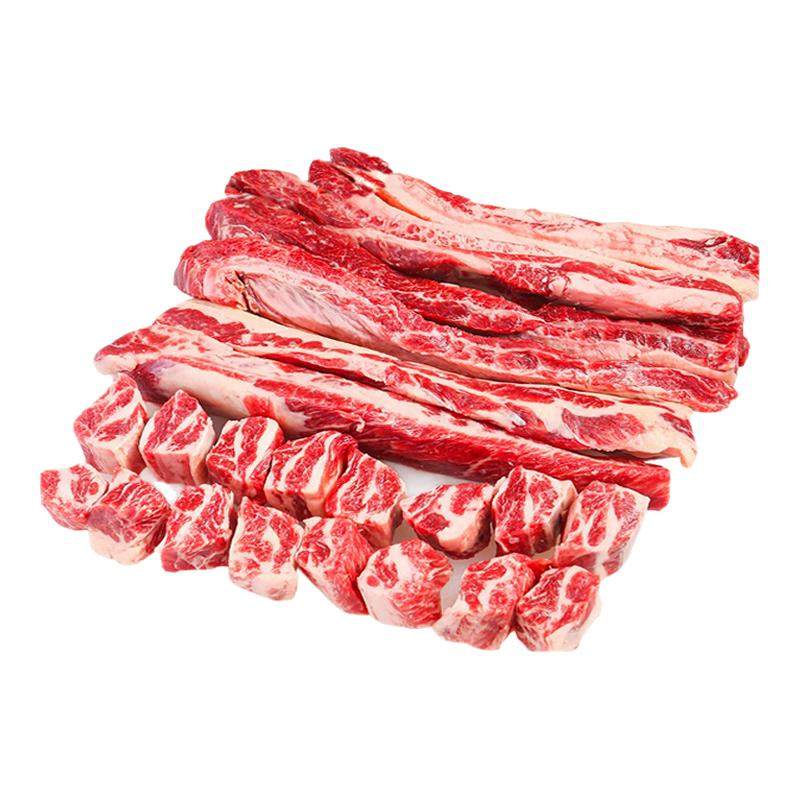 安格斯牛肋条雪花牛肉新鲜烧鸟烤肉原切冷冻牛腩肉生鲜商用批发