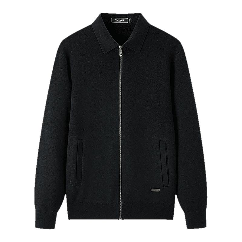 【可机洗】雅戈尔秋冬季男士翻领商务休闲纯色保暖羊毛毛衫外套