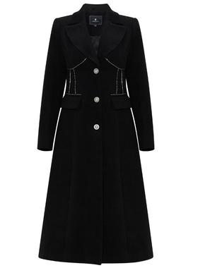 FEXATA斐格思外套女2025冬季新品气质西装领中长款大衣