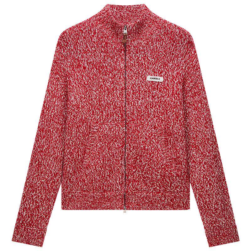 OCHIRLY欧时力羊毛雪花纱针织外套毛衣开衫2025秋冬