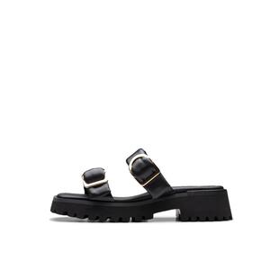 摩登时尚 Clarks其乐Stayso Stripe女鞋 夏季 金属搭扣厚底凉拖鞋