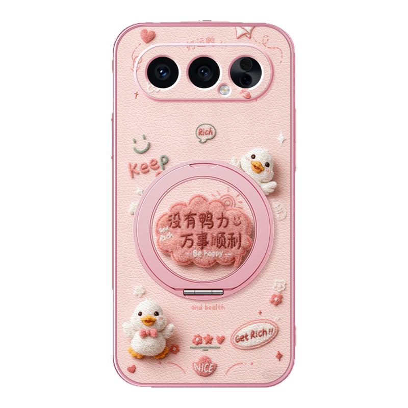 适用荣耀500手机壳华为400pro/300ultra/200/100新款90gt磁吸支架80/70/60se/power小羊皮女卡通可爱毛绒鸭