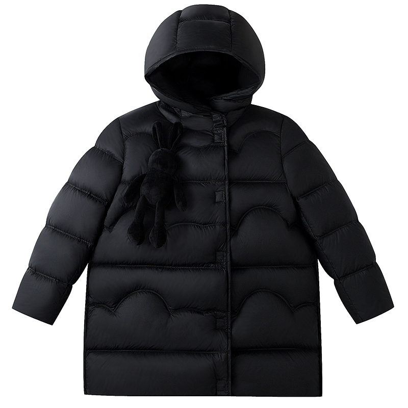 安奈儿童装女童中长款羽绒服2025冬新款保暖防风时尚宽松厚款外套